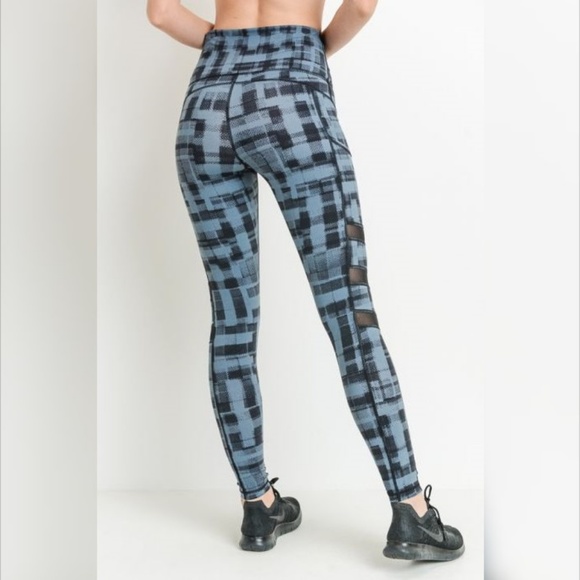 Highwaist Mesh & Dotted Plaid Pockets Full Legging - Picture 5 of 6